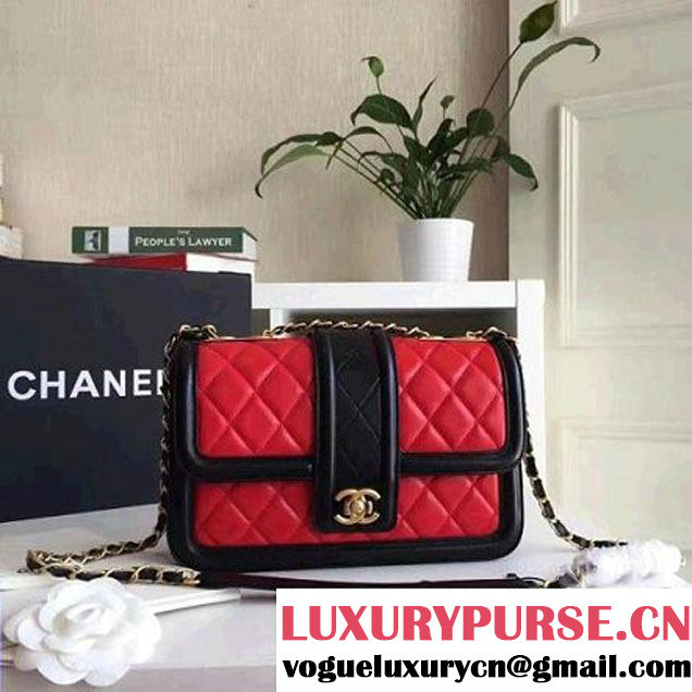 Chanel Lambskin alfskin Small Elegant CC Flap Bag A91365 Red/Black 2016 (KN-6101724 )