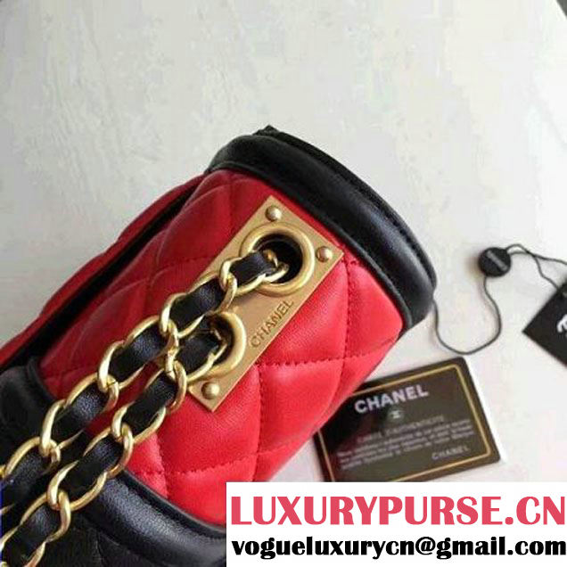 Chanel Lambskin alfskin Small Elegant CC Flap Bag A91365 Red/Black 2016 (KN-6101724 )