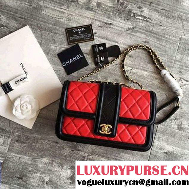 Chanel Lambskin alfskin Small Elegant CC Flap Bag A91365 Red/Black 2016 (KN-6101724 )