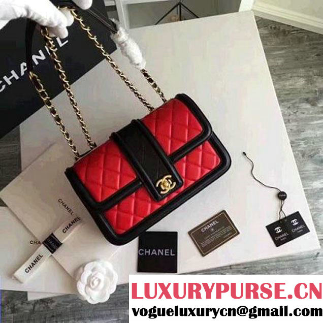 Chanel Lambskin alfskin Small Elegant CC Flap Bag A91365 Red/Black 2016 (KN-6101724 )