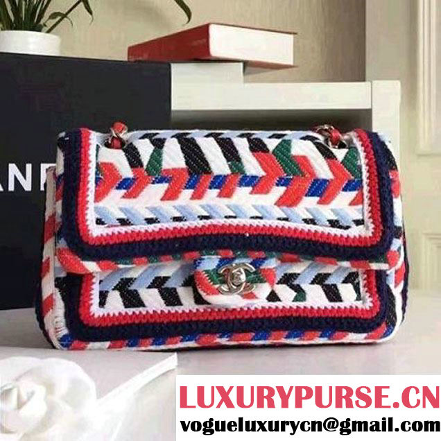 Chanel Multicolor Knit Fabric Classic Flap Bag 2016 (KN-6102919 )
