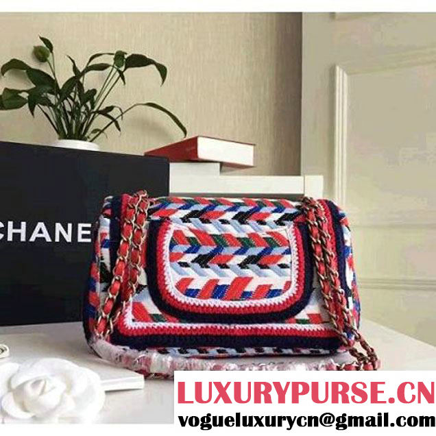 Chanel Multicolor Knit Fabric Classic Flap Bag 2016 (KN-6102919 )