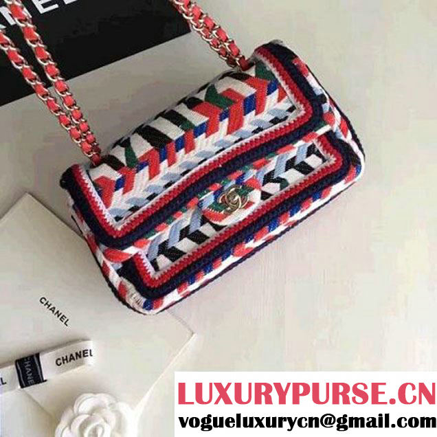 Chanel Multicolor Knit Fabric Classic Flap Bag 2016 (KN-6102919 )