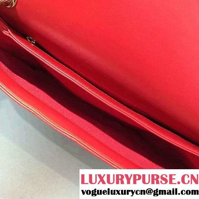 Chanel Lambskin & Gold Metal Retro Label Flap Bag A93627 Red F/W 2016 (2A143-6111705 )