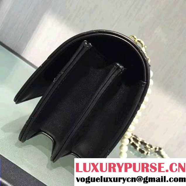Chanel Quilting Lambskin With Pearl Chain Flap Bag A98571 Black 2016 (2A143-6111711 )