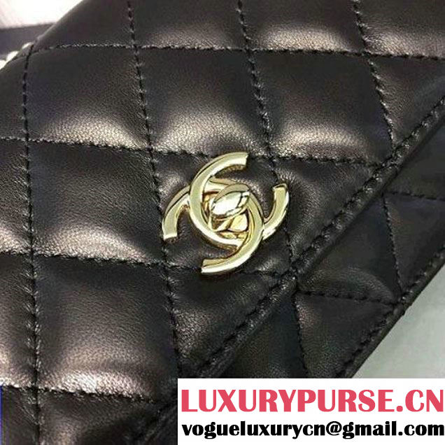 Chanel Quilting Lambskin With Pearl Chain Flap Bag A98571 Black 2016 (2A143-6111711 )