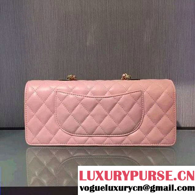 Chanel Quilting Lambskin With Pearl Chain Flap Bag A98571 Pink 2016 (2A143-6111713 )