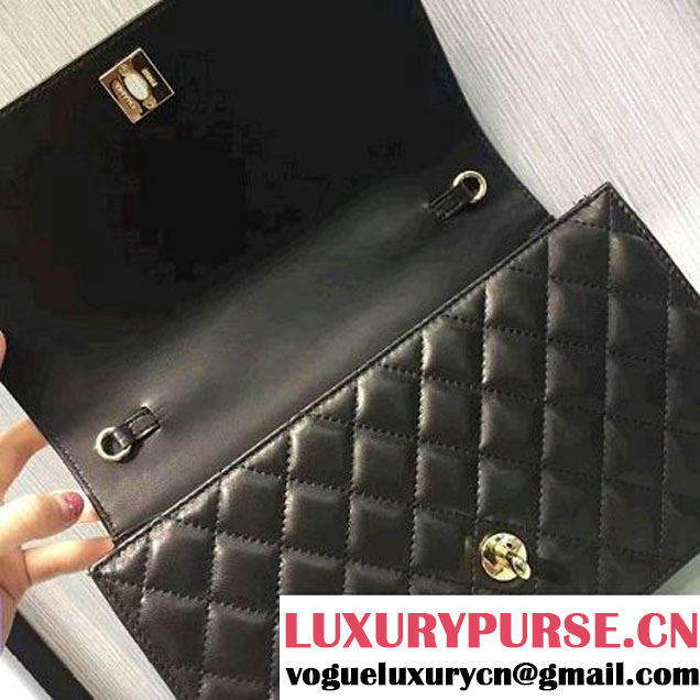 Chanel Quilting Lambskin With Pearl Chain Flap Bag A98572 Black 2016 (2A143-6111714 )
