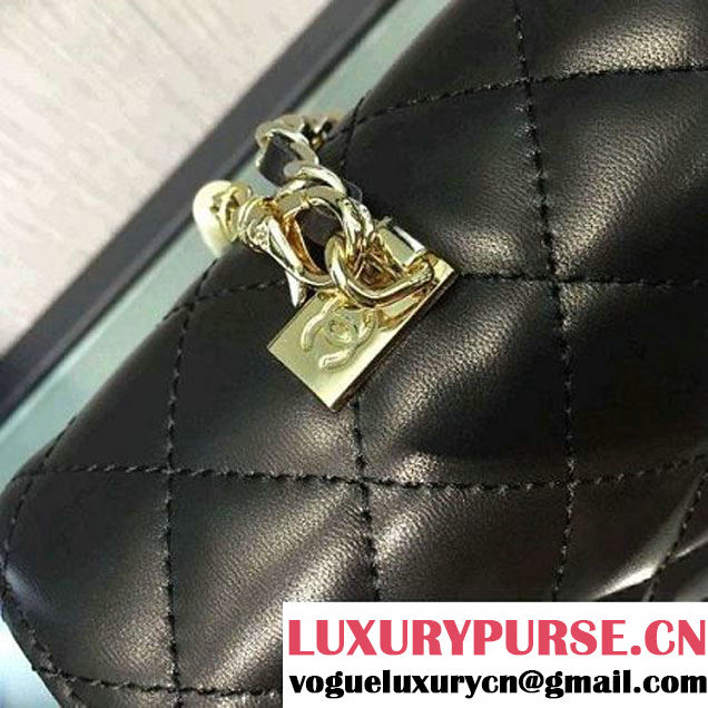 Chanel Quilting Lambskin With Pearl Chain Flap Bag A98572 Black 2016 (2A143-6111714 )