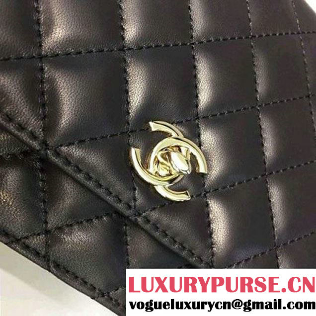 Chanel Quilting Lambskin With Pearl Chain Flap Bag A98572 Black 2016 (2A143-6111714 )