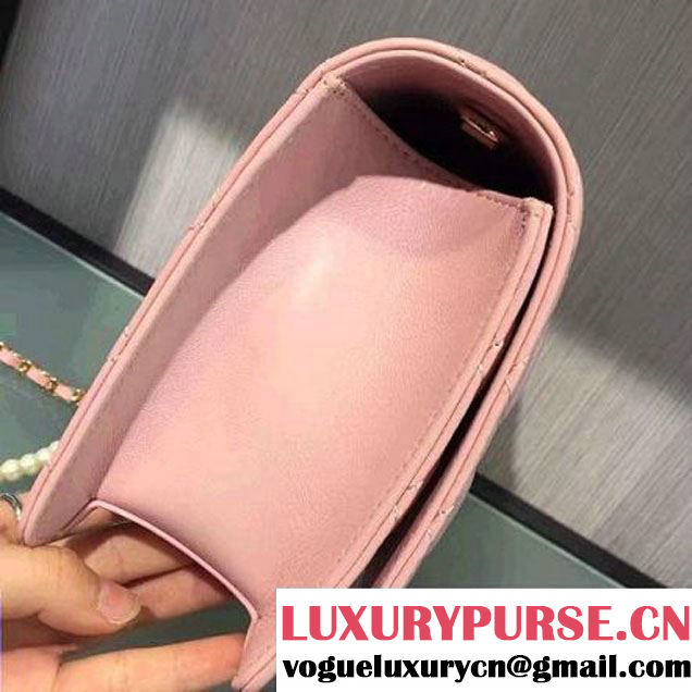 Chanel Quilting Lambskin With Pearl Chain Flap Bag A98572 Pink 2016 (2A143-6111716 )