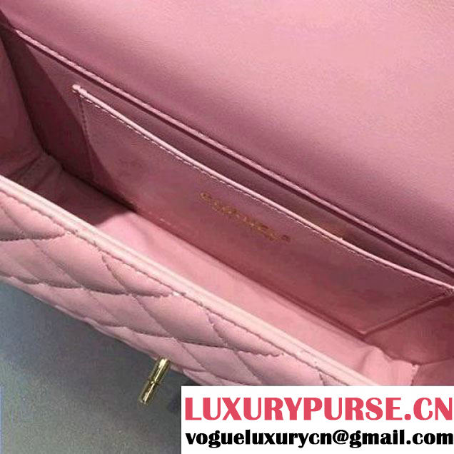 Chanel Quilting Lambskin With Pearl Chain Flap Bag A98572 Pink 2016 (2A143-6111716 )