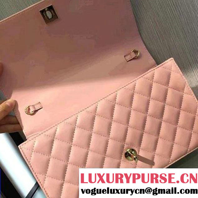 Chanel Quilting Lambskin With Pearl Chain Flap Bag A98572 Pink 2016 (2A143-6111716 )
