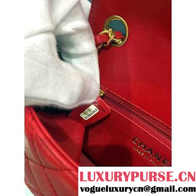 Chanel Lambskin and Strass Extra Mini Classic Flap Bag A91380 Red 2016 (1A001-6112820 )