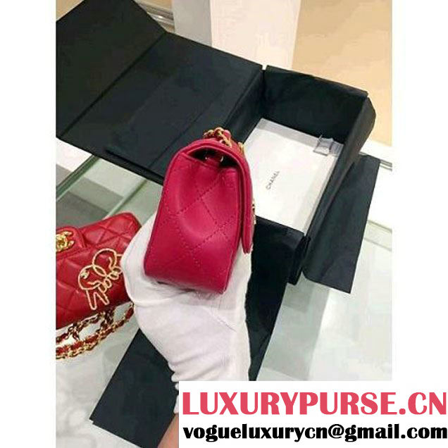 Chanel Lambskin and Strass Extra Mini Classic Flap Bag A91380 Rosy 2016 (1A001-6112821 )
