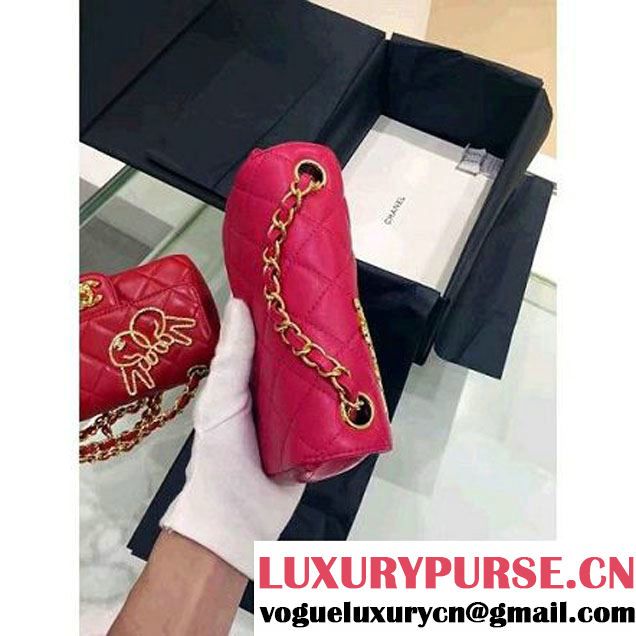 Chanel Lambskin and Strass Extra Mini Classic Flap Bag A91380 Rosy 2016 (1A001-6112821 )