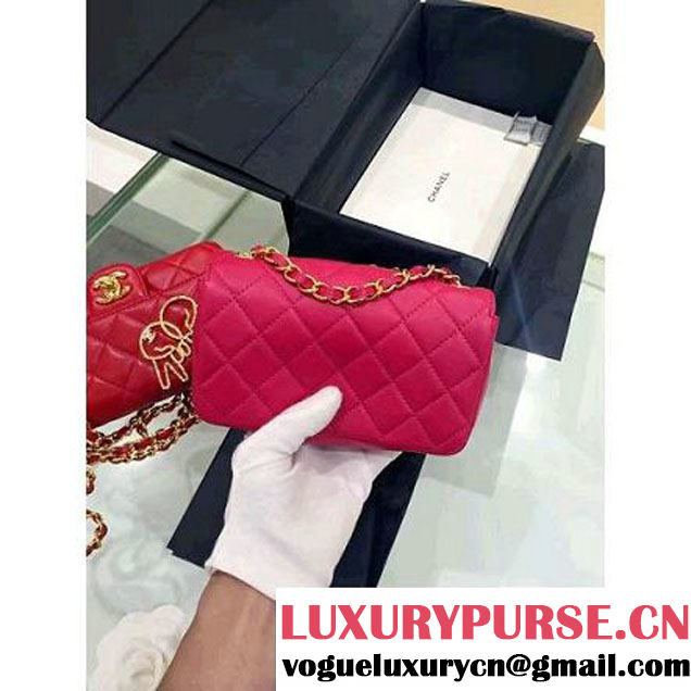 Chanel Lambskin and Strass Extra Mini Classic Flap Bag A91380 Rosy 2016 (1A001-6112821 )