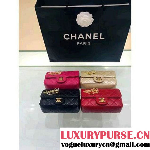 Chanel Lambskin and Strass Extra Mini Classic Flap Bag A91380 Rosy 2016 (1A001-6112821 )