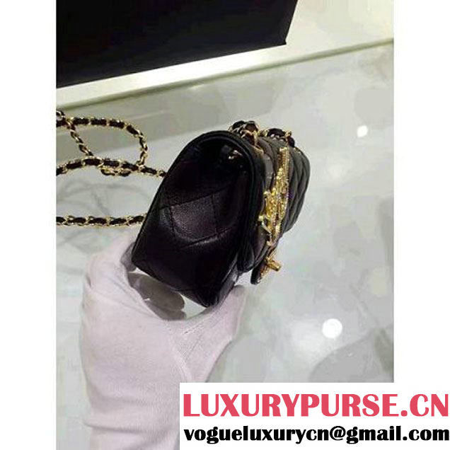 Chanel Lambskin and Strass Extra Mini Classic Flap Bag A91380 Black 2016 (1A001-6112822 )
