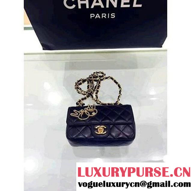 Chanel Lambskin and Strass Extra Mini Classic Flap Bag A91380 Black 2016 (1A001-6112822 )