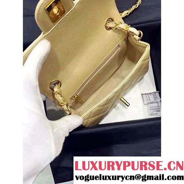 Chanel Lambskin and Strass Extra Mini Classic Flap Bag A91380 Gold 2016 (1A001-6112823 )
