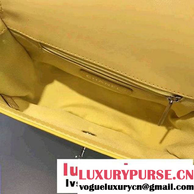 Chanel Calfskin Coco Flap Small Messenger Bag With Handle Yellow 2016 (2A143-6121316 )