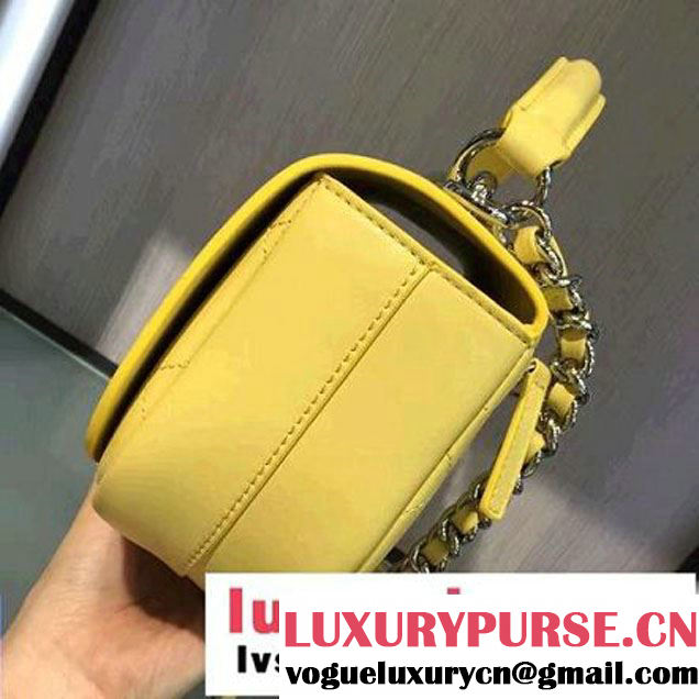 Chanel Calfskin Coco Flap Small Messenger Bag With Handle Yellow 2016 (2A143-6121316 )