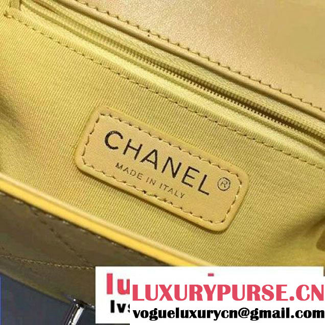 Chanel Calfskin Coco Flap Small Messenger Bag With Handle Yellow 2016 (2A143-6121316 )