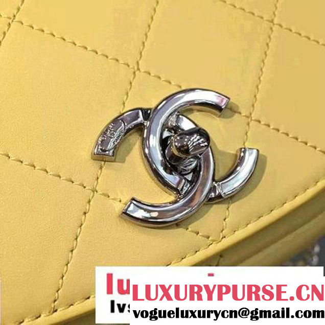 Chanel Calfskin Coco Flap Small Messenger Bag With Handle Yellow 2016 (2A143-6121316 )