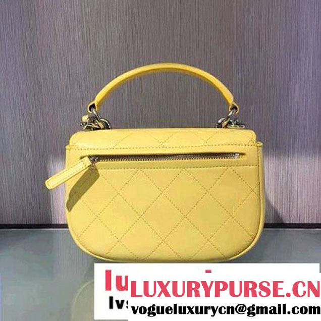 Chanel Calfskin Coco Flap Small Messenger Bag With Handle Yellow 2016 (2A143-6121316 )
