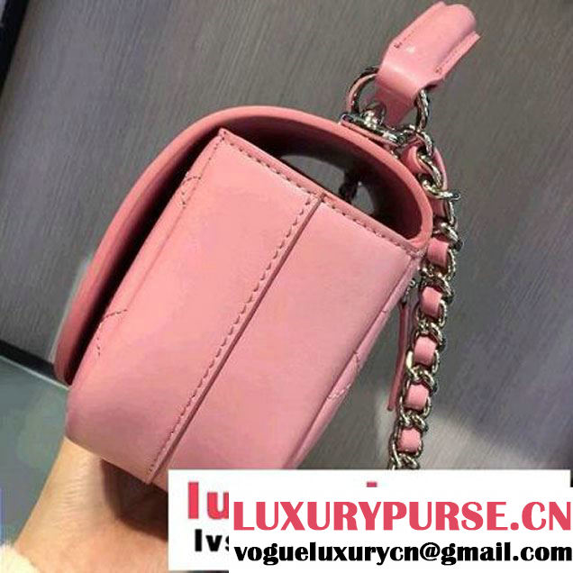 Chanel Calfskin Coco Flap Small Messenger Bag With Handle Pink 2016 (2A143-6121317 )