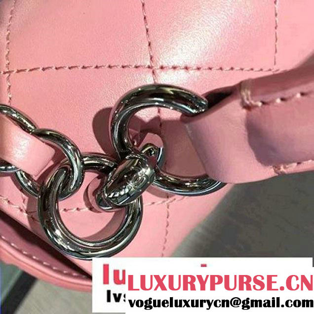 Chanel Calfskin Coco Flap Small Messenger Bag With Handle Pink 2016 (2A143-6121317 )