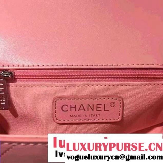Chanel Calfskin Coco Flap Small Messenger Bag With Handle Pink 2016 (2A143-6121317 )
