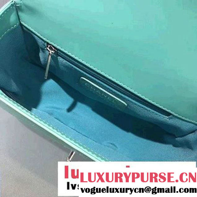 Chanel Calfskin Coco Flap Small Messenger Bag With Handle Aqua Green 2016 (2A143-6121318 )