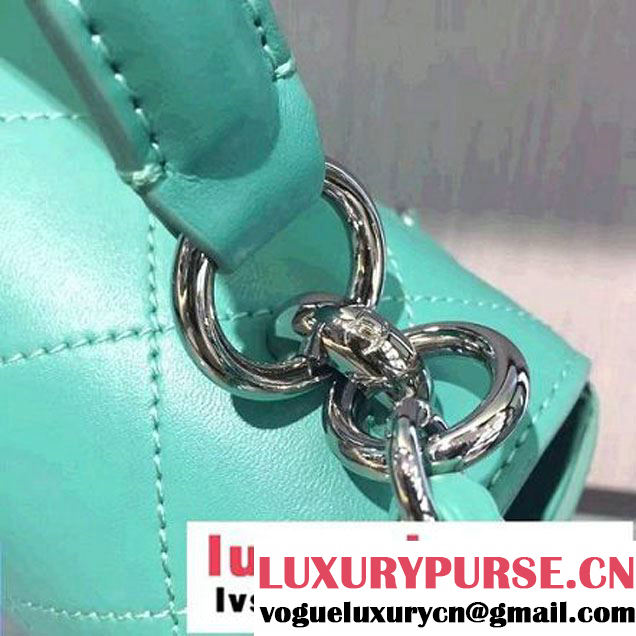 Chanel Calfskin Coco Flap Small Messenger Bag With Handle Aqua Green 2016 (2A143-6121318 )
