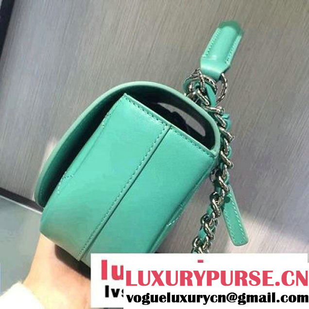 Chanel Calfskin Coco Flap Small Messenger Bag With Handle Aqua Green 2016 (2A143-6121318 )