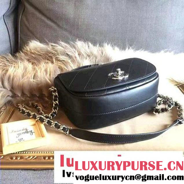 Chanel Calfskin Coco Flap Small Messenger Bag With Handle Black 2016 (2A143-6121319 )