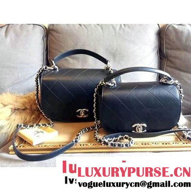 Chanel Calfskin Coco Flap Medium Messenger Bag With Handle Black 2016 (2A143-6121320 )