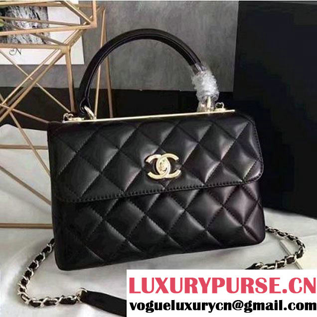 Chanel Lambskin Trendy CC Small Flap Bag With Top Handle A92236 Black F/W 2016 (KN-6122612 )