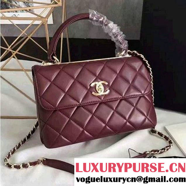 Chanel Lambskin Trendy CC Small Flap Bag With Top Handle A92236 Burgundy F/W 2016 (KN-6122614 )
