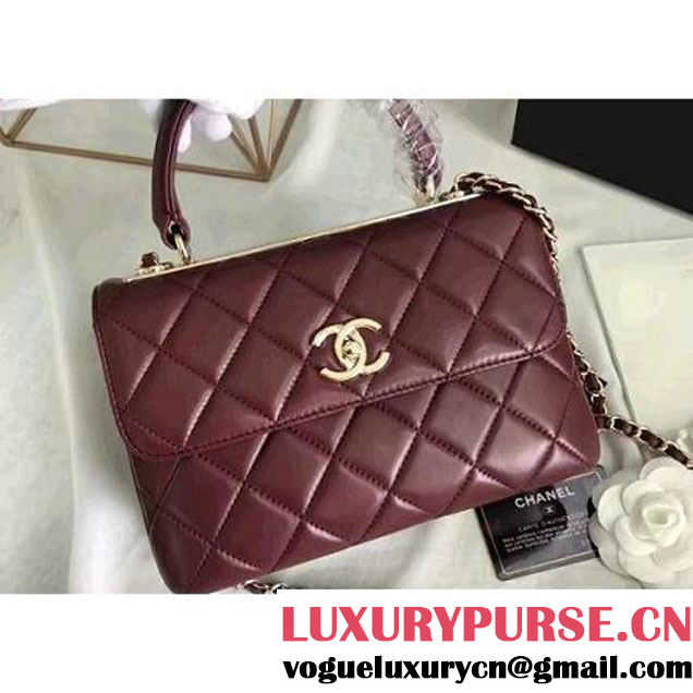 Chanel Lambskin Trendy CC Small Flap Bag With Top Handle A92236 Burgundy F/W 2016 (KN-6122614 )