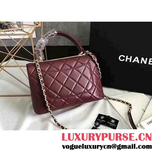 Chanel Lambskin Trendy CC Small Flap Bag With Top Handle A92236 Burgundy F/W 2016 (KN-6122614 )
