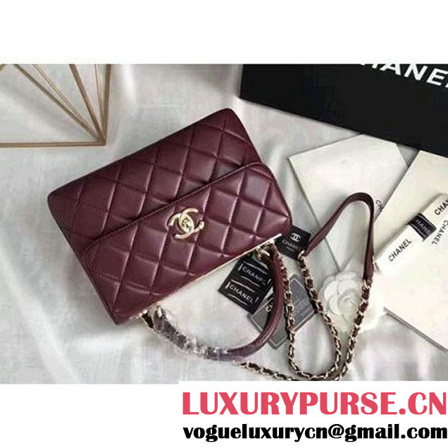 Chanel Lambskin Trendy CC Small Flap Bag With Top Handle A92236 Burgundy F/W 2016 (KN-6122614 )