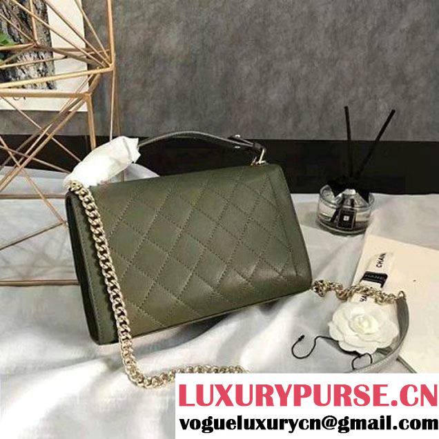 Chanel Label Click Top Handle Medium Flap Bag A93702 Army Green 2017 (KN-6122615 )