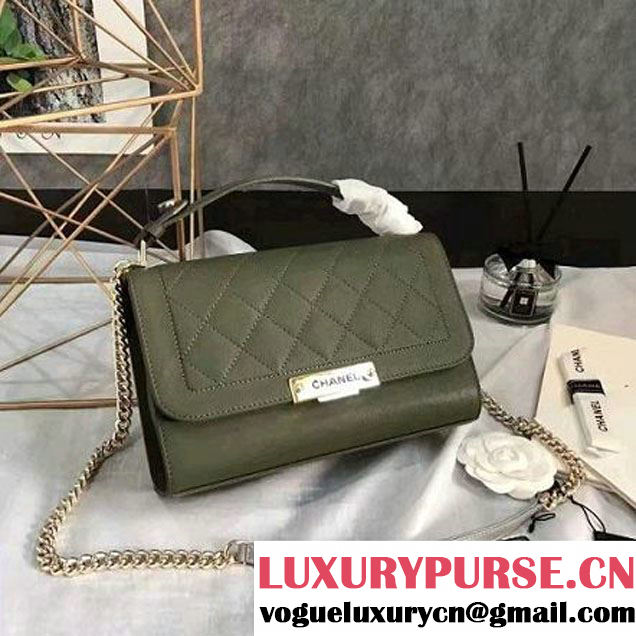 Chanel Label Click Top Handle Medium Flap Bag A93702 Army Green 2017 (KN-6122615 )