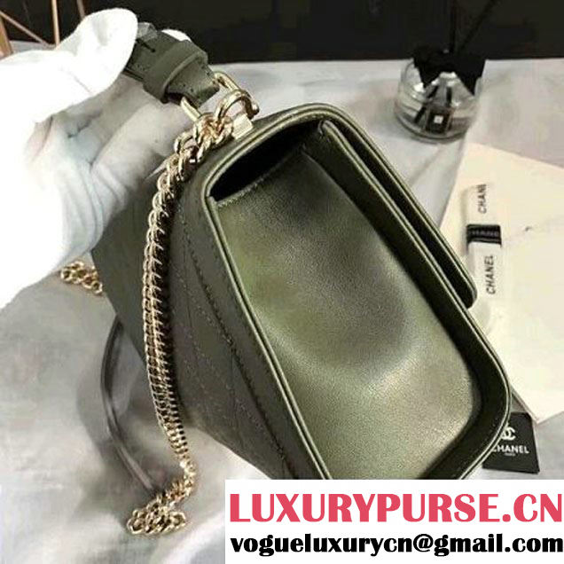 Chanel Label Click Top Handle Medium Flap Bag A93702 Army Green 2017 (KN-6122615 )