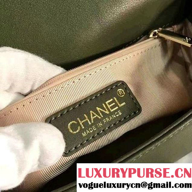 Chanel Label Click Top Handle Medium Flap Bag A93702 Army Green 2017 (KN-6122615 )
