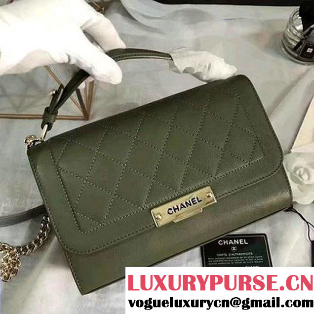 Chanel Label Click Top Handle Medium Flap Bag A93702 Army Green 2017 (KN-6122615 )