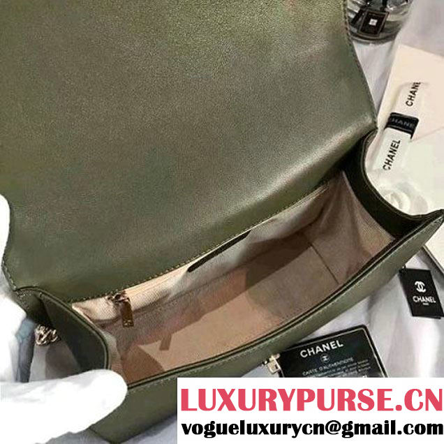 Chanel Label Click Top Handle Medium Flap Bag A93702 Army Green 2017 (KN-6122615 )