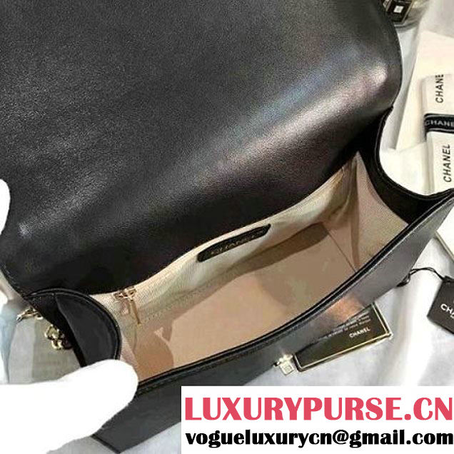 Chanel Label Click Top Handle Medium Flap Bag A93702 Black 2017 (KN-6122616 )